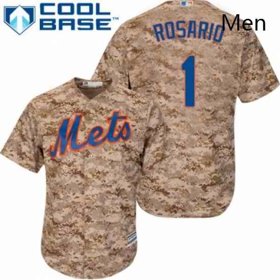 Mens Majestic New York Mets 1 Amed Rosario Authentic Camo Alternate Cool Base MLB Jersey